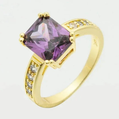 6-Color Natural 3.58CT White/Alexandrite/Sapphire/Pink/Emerald/Ruby Diamond 14K Yellow Gold Ring Size 6-10