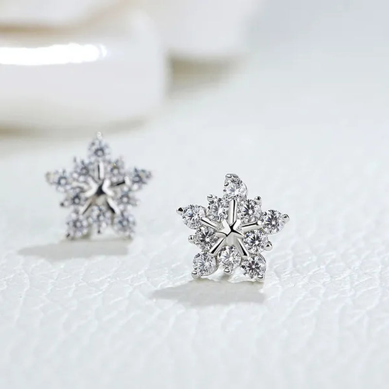 Elegant Stud Earrings Christmas Winter Snowflake Earrings Women Simple Jewelry