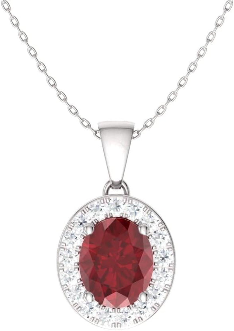 Natural and Certified Oval Cut Gemstone and Diamond Petite Necklace in 14K Solid Gold | 0.51 Carat Pendant with Chain