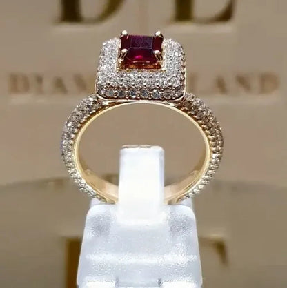 Latest European and American Women's Fashion Exquisite Jewelry Engagement Jewelry Luxury Proposal Birthday Party Ring Bridal Ruby Wedding Accessories Size US4-11
