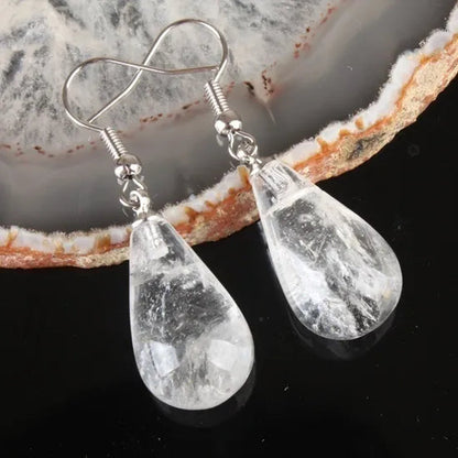 1 Pair 13X20MM Amethyst Clear Quartz Lapis Lazuli Turquoise Rose Quartz Opal Obsidian Jasper Drop Cone Bead Hook Dangle Diy Earrings