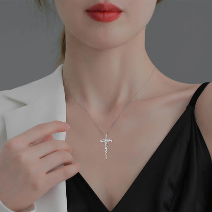 Diamond Faith Cross Necklace for Women 925 Sterling Silver Infinity Faith Pendant with Lab Grown Diamond Jewelry Gifts for Her