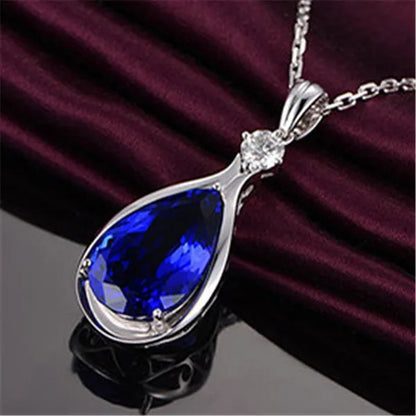 Tanzanite Pendant Sapphire Pendant and Diamond Necklace