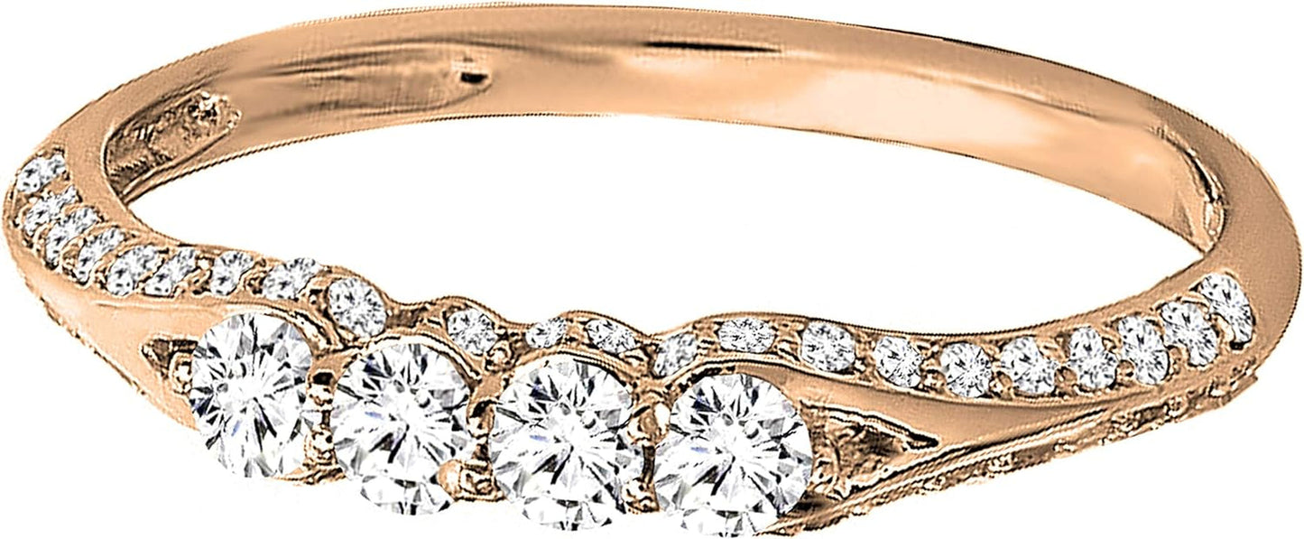 0.50 Carat (Ctw) round White Diamond Ladies Stackable Wedding Ring 1/2 CT, 14K Gold