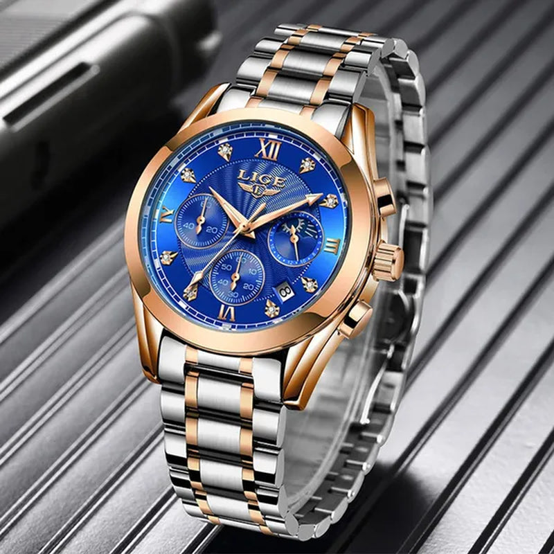LIGE 2020 New Gold Watch Women Watches Ladies Creative Steel Women's Bracelet Watches Female Waterproof Clock Relogio Feminino