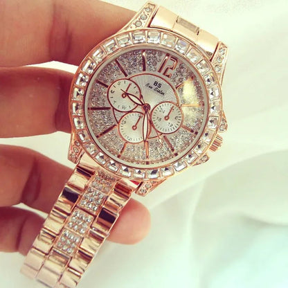 New Arrival Famous Brand Bling Watch Women Luxury Austrian Crystals Watch Rose Gold Shinning Diomand Rhinestone Fashion Bracelet