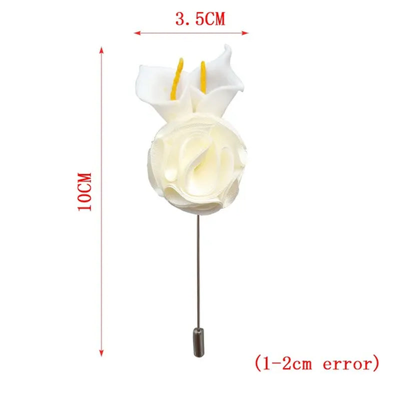 10pcs/lot Handmade Mini Calla Bride Groom Corsage Bridesmaid Sister Dress Flower Boutonniere Men's Suit Brooch Pin Wedding flower