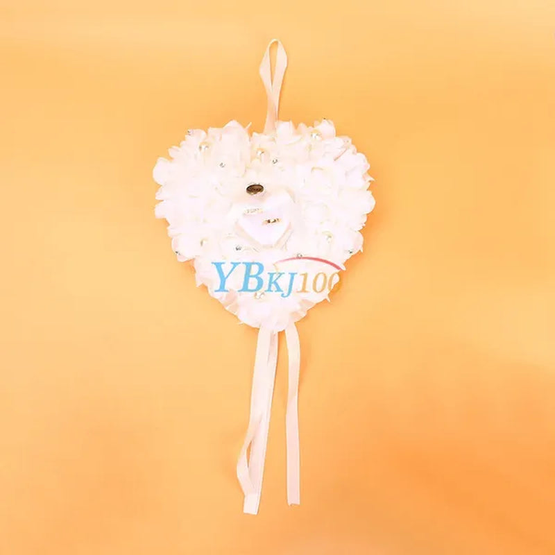 Wedding Favors Rose Heart Shaped Design Ring Box Pillow Cushion Case Holder Gift
