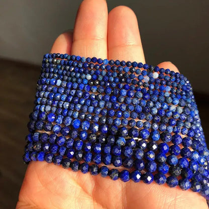 1pcs 2 3 4mm Faceted Lapis Lazuli Gem Beads Natural Loose Stone Beads for Jewelry Making DIY Bracelet Earrings Accessories 15''Inches