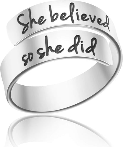 Adjustable Ring Inspirational Jewelry Personalized Stainless Steel Rings Birthday Graduation Gifts for Girls …
