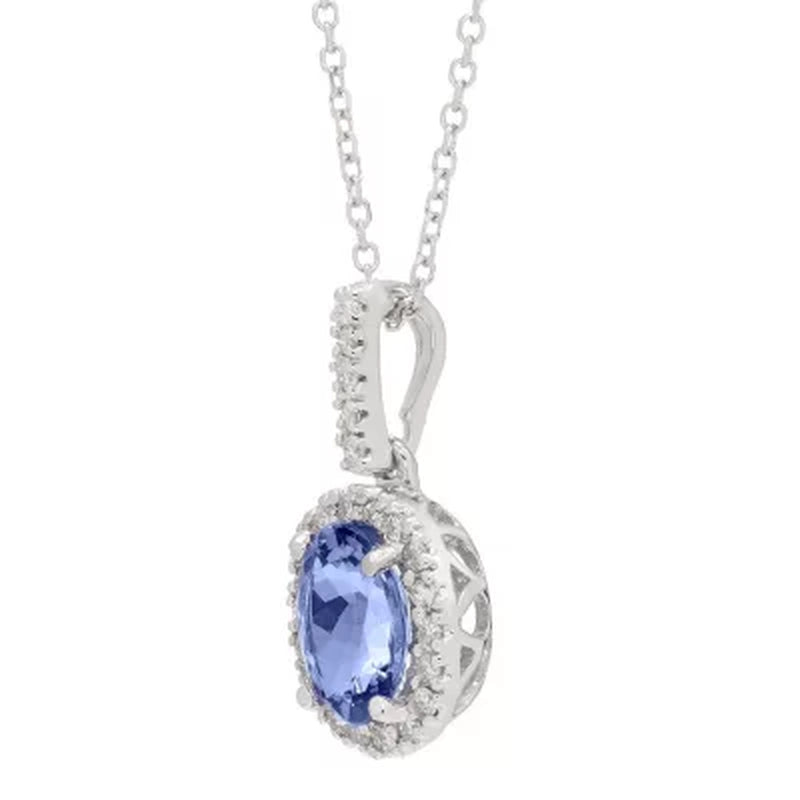 Genuine Tanzanite and 0.11 CT. T.W. Diamond Pendant in 14K Gold