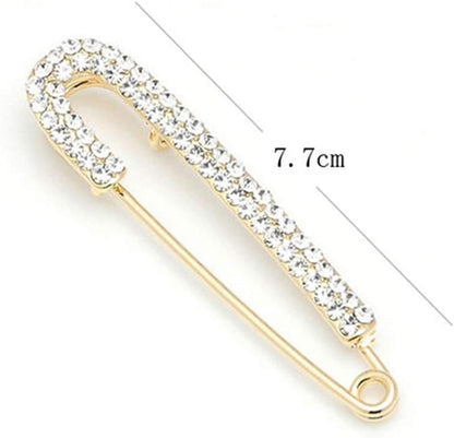 1 PCS 3 Inch Silver Rhinestone Inlaid Alloy Safety Brooch Pins Scarves Buckle Shawl Clip Jewelry Brooch DIY Accessories for Clothing Locking Ornament Fastening Embellish