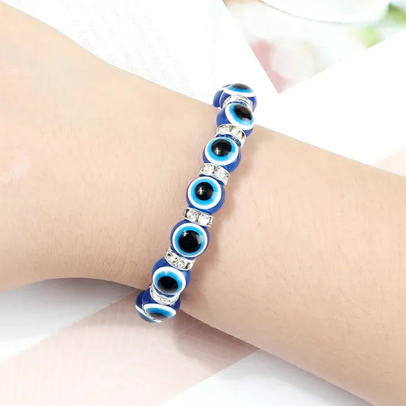 New Fashion Crystal Turkish Lucky Evil Eye Bracelets Blue Evil Eye Bead Bracelet Men Women Handmade Lucky Jewelry Charm Bracelet Female Dropshipping