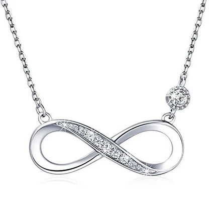925 Sterling Silver Necklace –“Forever Love” Infinity Heart Love Pendant White Gold Plated Diamond Women Necklace Gift for for Women Girls Valentine'S Day Mother'S Day