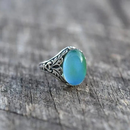 Elegant and Fashionable Retro Women'S Ring, Women'S Jewelry Accessories Inlaid with Temperature-Sensitive Change of the Color of the Main Stone, Romantic Bride Engagement Wedding Rings, Christmas, Anniversary and Birthday Gifts for Her