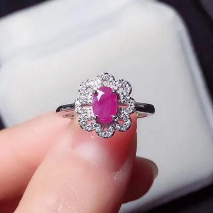 CoLife Jewelry 100% Natural Africa Ruby Ring for Woman 4*6mm Opaque Ruby Silver Ring 925 Silver Ruby Jewelry