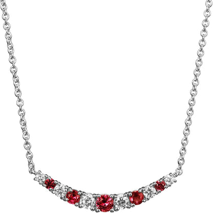 0.22 Cttw Lab Grown Diamond and Gemstone 925 Sterling Silver Curved Cluster Bar Pendant Necklace (H-I Color, I1 Calarity)