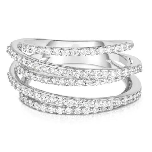 Multilayer Design Cubic Zirconia Stacking Ring Engagement Wedding Ring for Women Jewelry
