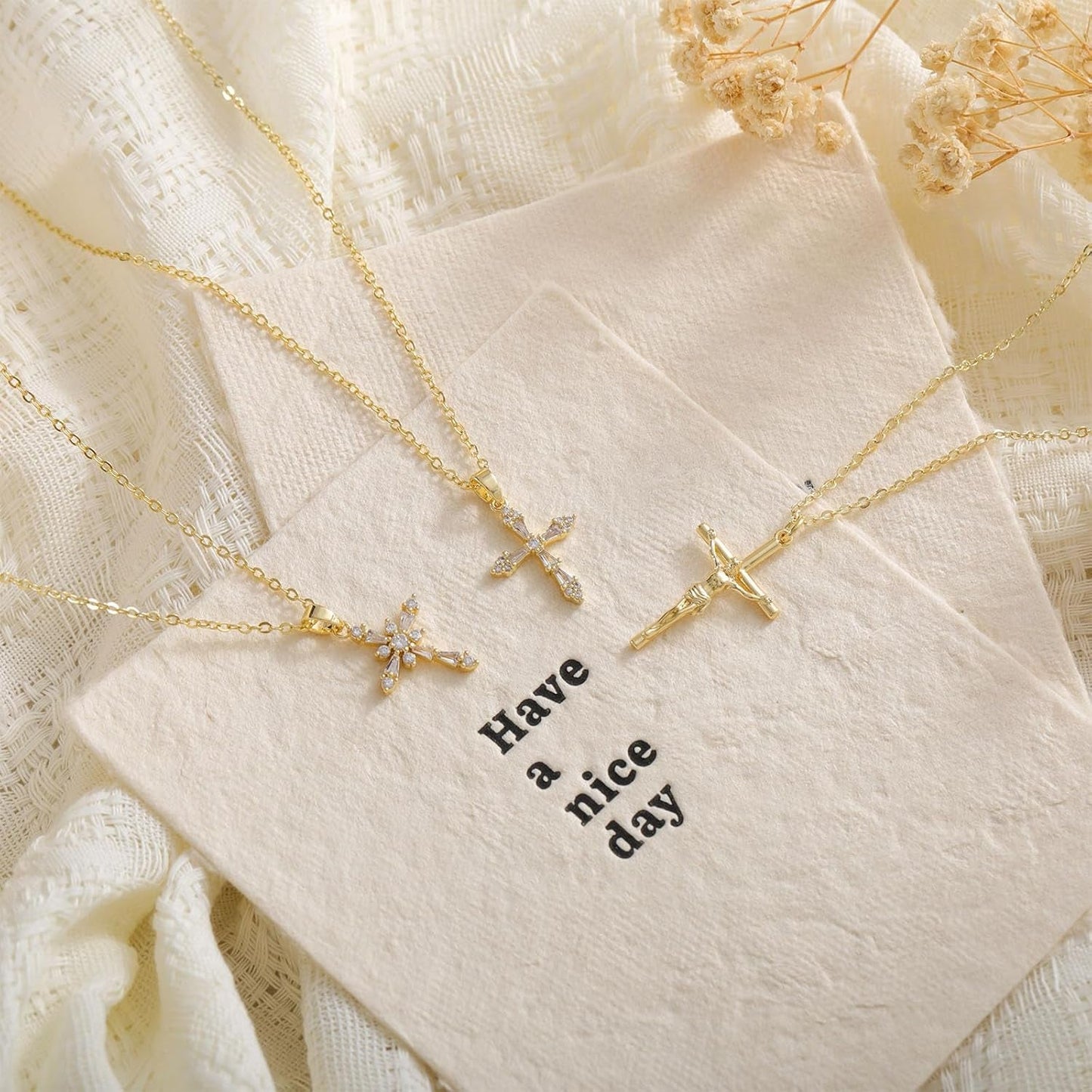 Cross Necklace for Women, Dainty 14K Gold Plated Cross Pendant Simple Long Necklaces for Women, Christian Faith Necklace Trendy Gold Jewelry Gifts for Easter