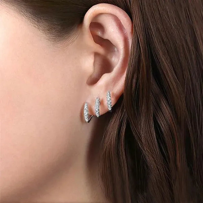 Exquisite and fashionable new Earrings 925 sterling silver diamond inlaid Advanced Design Earrings 18 K gold three-layer arc Earrings