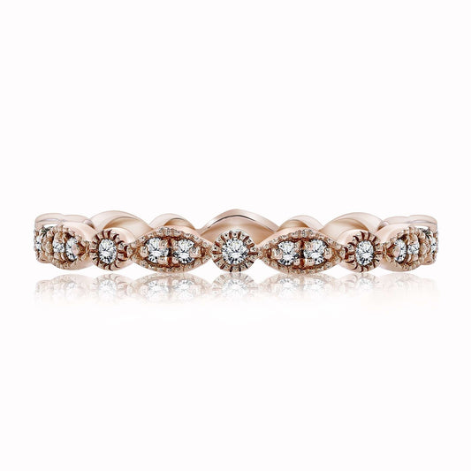 .50 Ct Diamond Matching Ring Band - Full Eternity Band - Art Deco Stackable Ring - 10K Rose Gold