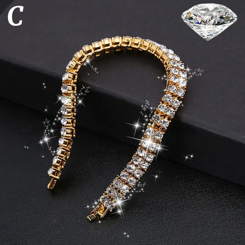 New Men's Women's Fashion Diamond Bracelet  Gold/925 Silver Plated Bracelet Luxury Bracelet Byzantine Chain Cuban Chain Birthday Holiday Gift (8 Inch)