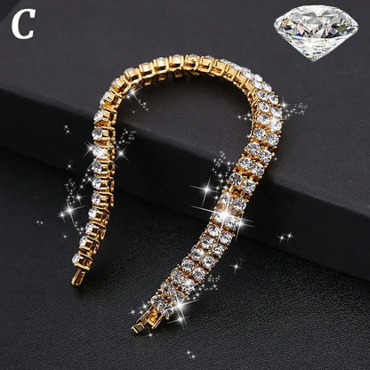 New Men's Women's Fashion Diamond Bracelet  Gold/925 Silver Plated Bracelet Luxury Bracelet Byzantine Chain Cuban Chain Birthday Holiday Gift (8 Inch)