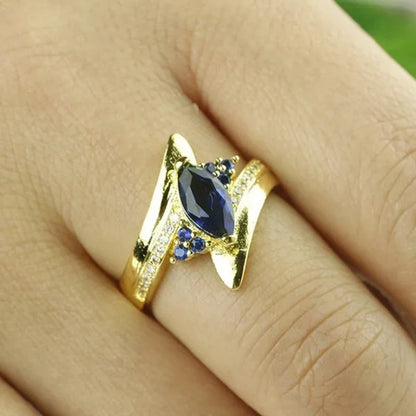 Size 6 7,8,9 ,10 Jewelry Women'S Blue Sapphire 18K Golden Plated Ring Gift (Choice Color and Size )