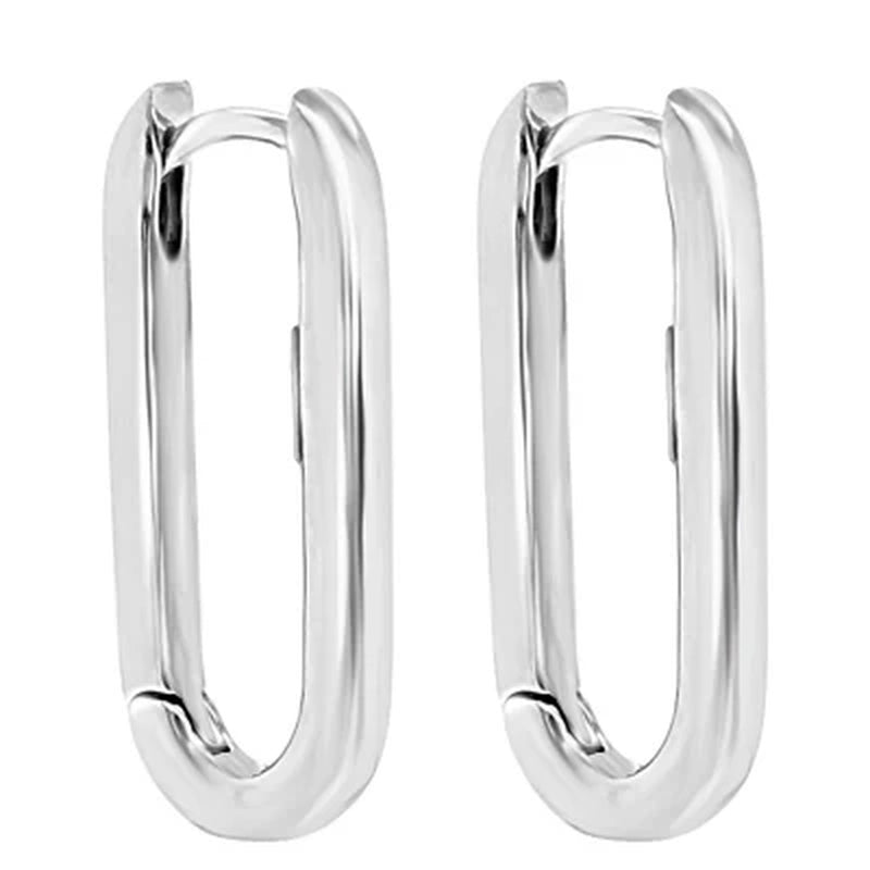 Italian Sterling Silver High Polish Paperclip Hoop Earrings