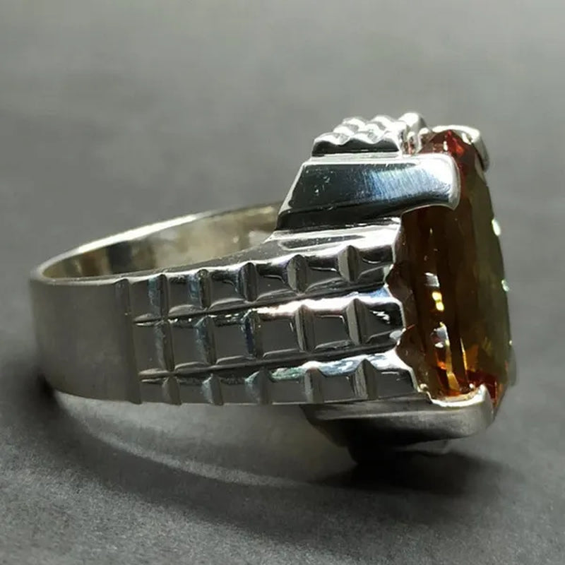 14 Carat Big Oval Cut Alexandrite Mens Ring Silver Color Handmade Color Changing Gemstone Ring Size 5-11