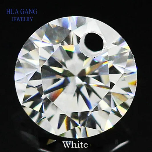 9Mm 50Pcs Single Hole Beads Cubic Zirconia Stones AAAAA Cubic Zirconia Stone Loose DIY Jewelry Beads Zircon with Holes CZ