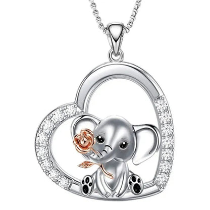 Exquisite Fashion Love Necklace European and American Women Elephant Pendant Necklace New Animal Jewelry Accessories Gift Diamond Necklace Women's Valentine's Day Thanksgiving Anniversary Gift