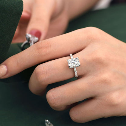 SHELOVES 3 Carat Emerald Cut Engagement Rings AAAAA White Cz 925 Sterling Silver Wedding Band 4-13