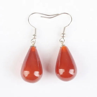 1 Pair 13X20MM Amethyst Clear Quartz Lapis Lazuli Turquoise Rose Quartz Opal Obsidian Jasper Drop Cone Bead Hook Dangle Diy Earrings