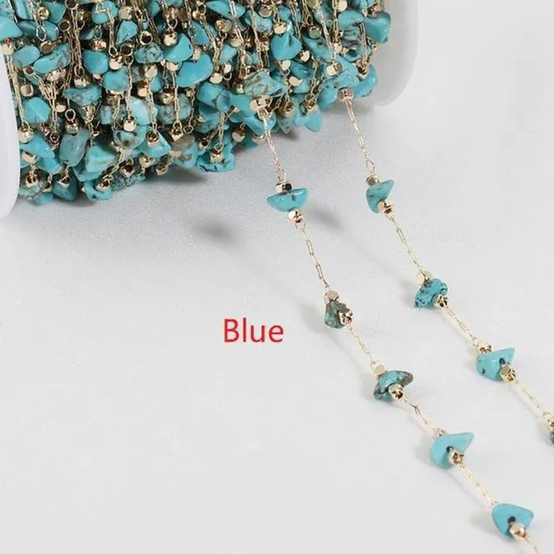 1Yard Stone Chain Crystal Irregular Glass Stone Beads Chains Necklace Bracelet Components For DIY Jewelry Making Findings