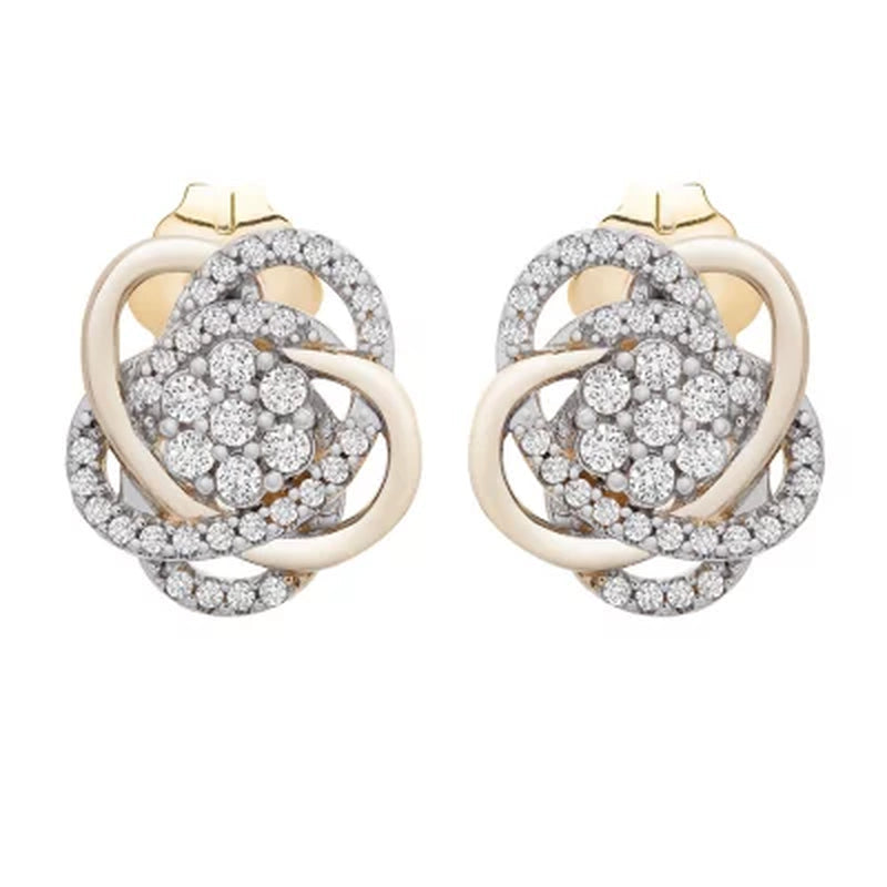 0.25 CT. T.W. Diamond Love Knot Stud Earrings in 14K Yellow Gold