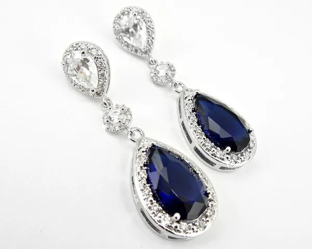 3psc exquisite 925 Sterling Silver Diamond Pendant diamond necklace romantic Engagement Wedding Bridal Set Earrings