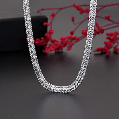 FASHION 925 Sterling Silver Men Party Jewelry Men's Foxtail Chain Necklace Bracelet Jewelry Set