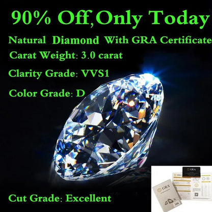 Natural Diamond Moissanite D Color Round Shape VVS1 Excellent Clarity With GRA Certificate Report and Card 1.0 Carat/ 2.0 Carat /3.0 Carat/4.0 Carat/5.0 Carat,Retail Price $9999