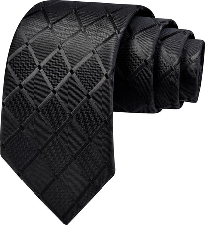 3.15"(8Cm) Fashion Solid Plaid Ties Mens Woven Jacquard Necktie for Wedding
