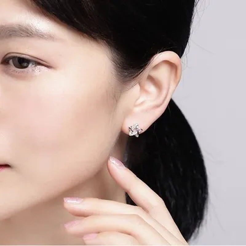 Mini Five-Pointed Star Stud Earrings for Women Silver Crystal Diamond Earrings for Gifts Fine Jewelry Brincos