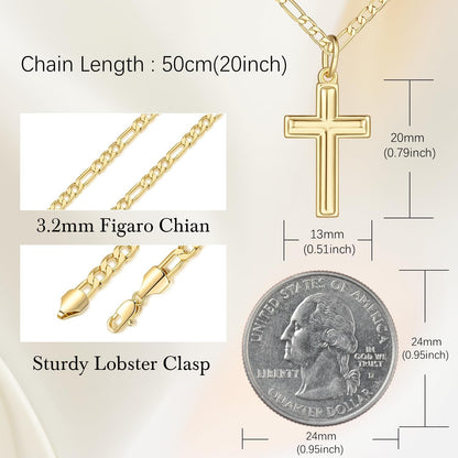 Gold Cross Necklaces for Women 14K Gold Necklaces for Women Crosses Necklace for Womens Classic Simple Cross with Clean Lines Crosses Pendant for Womens Chain Necklace