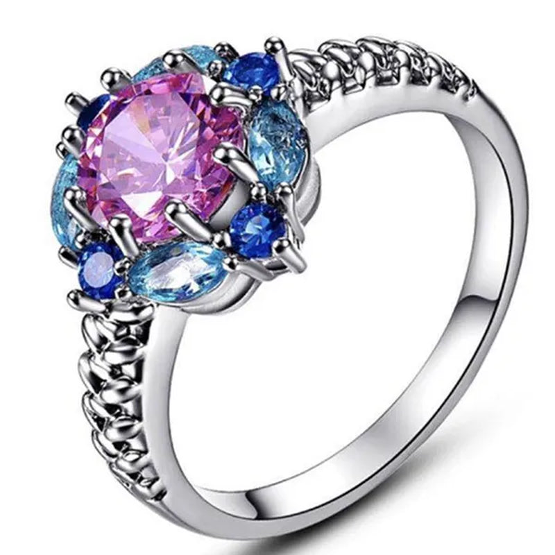 Elegant 925 Sterling Silver Emerald Women Rings Fashion Ruby Amethyst Wedding Party Jewelry Rings for Women