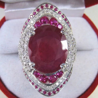 Natural Ruby Gemstone 925 Sterling Silver Wedding Engagement Ring Women'S Jewelry Gifts