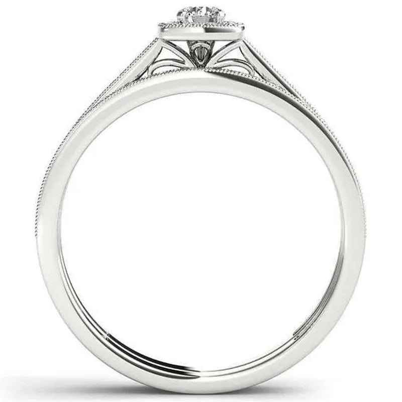 Two sets of simple fashionable 925 standard Silver White Diamond Engagement Wedding Love Ring Size 6-10