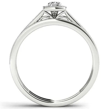 Two sets of simple fashionable 925 standard Silver White Diamond Engagement Wedding Love Ring Size 6-10