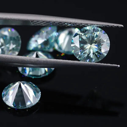 Excellent Moissanite with Certificate Brilliant Loose Moissanite Blue Green Color round Cut Diamond 6.5 MM 1CT