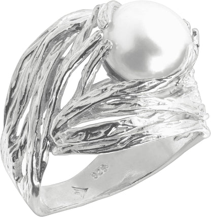 'Nested Cultured Pearl' 9.5-10 Mm Freshwater Cultured Pearl Ring in Sterling Silver