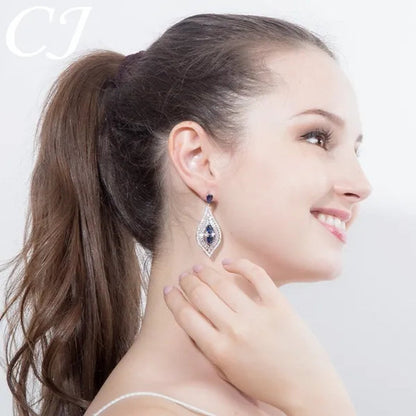 CANDICE Elegant Sterling Silver Plated Hypoallergenic Jewelry Tear Drop Full Micro-inlay Luxury CZ Zirconia Wedding Big Long Dangle Earrings For Bride