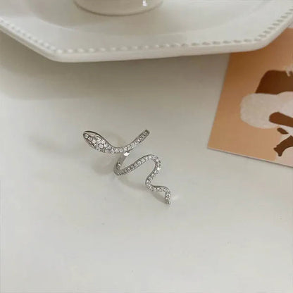 Fashion Exquisite Sterling Flash Diamond Micro Set Women's Snake Diamond Ring Bride Princess Engagement Ring Jewelry